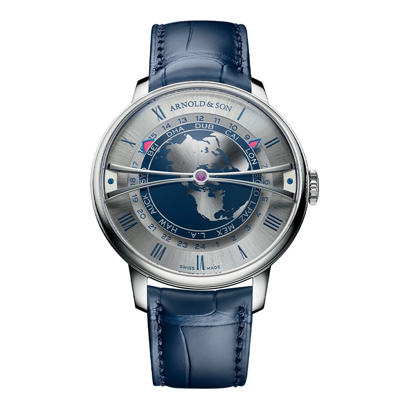 Globetrotter Silver Alligator strap 42mm Watch 1WTBS.K01A.C0263S