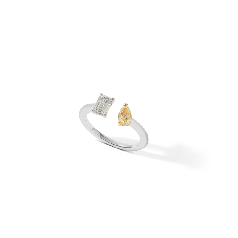Toi et Moi Pear and Emerald-Cut Diamond Ring
