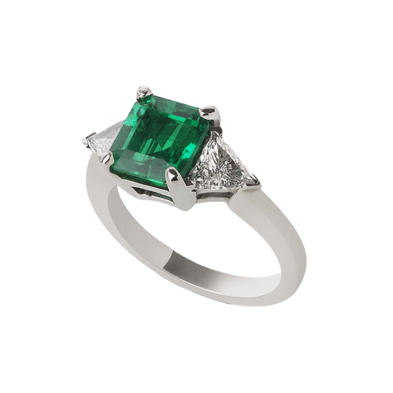 Square Emerald and Trillion Cut Diamond Ring Humbertown Jewellers